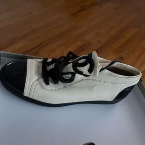 CHANEL Black and Cream Casual Sneakers